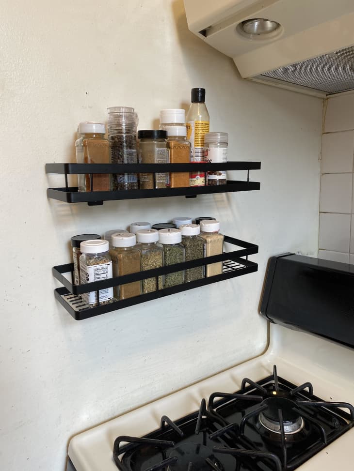 This Wall Mounted Spice Rack Adds Extra Kitchen Storage The Kitchn
